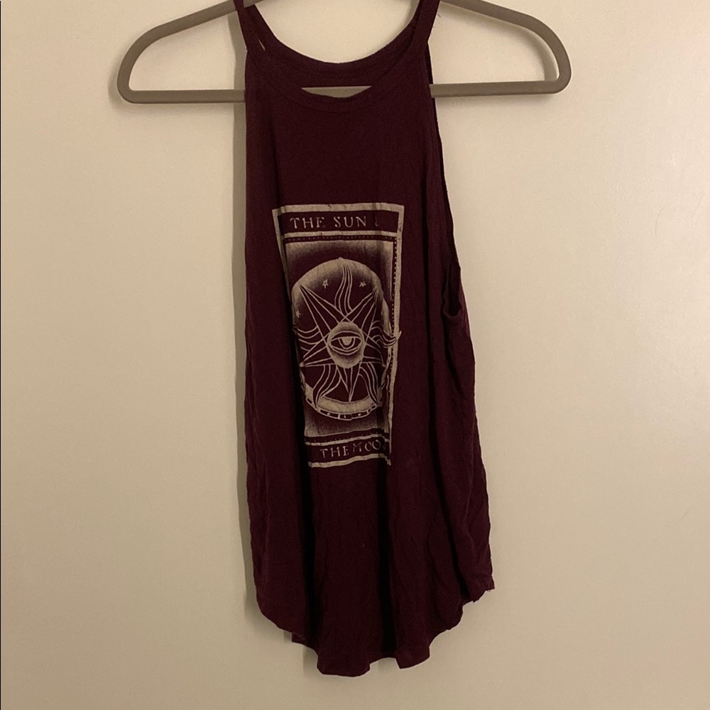 American Eagle Outfitters Red Sleeveless Tank Top with Skull Design